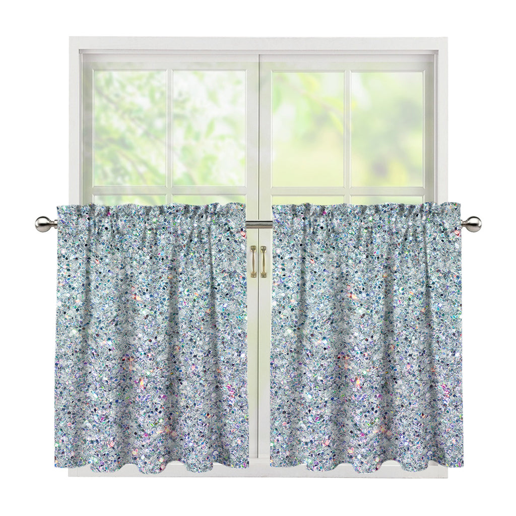 Diamond (NOT Real) Glitter Print Tier Curtains