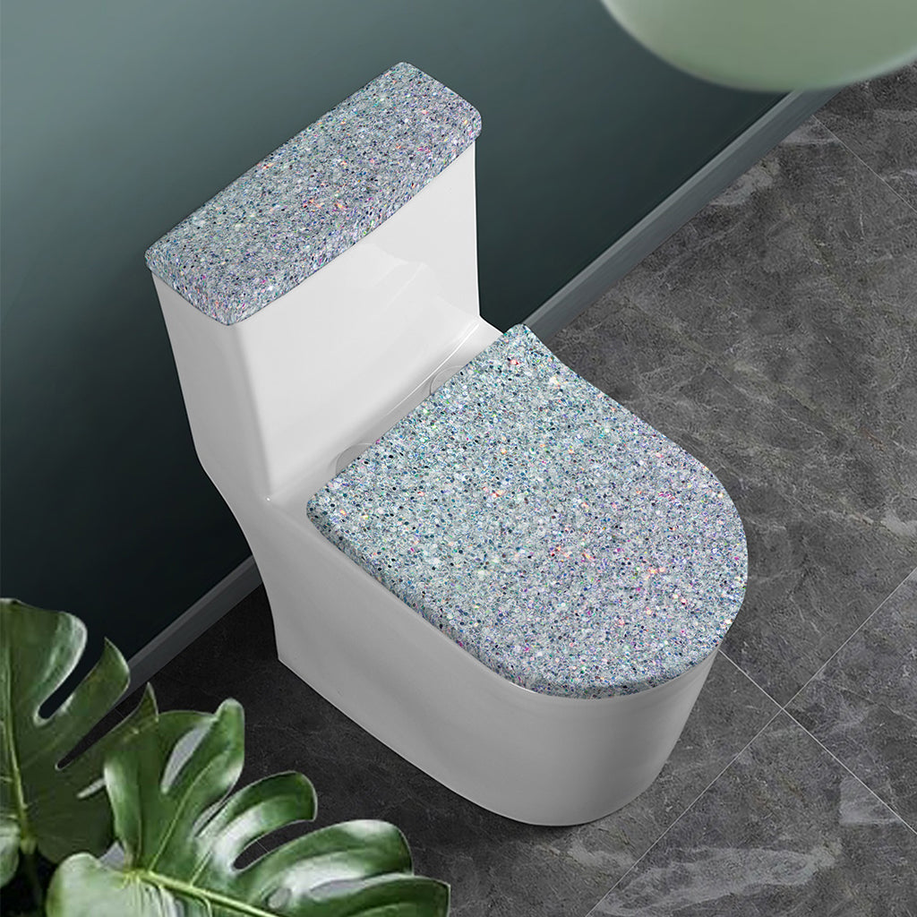 Diamond (NOT Real) Glitter Print Toilet Lid And Tank Cover Set