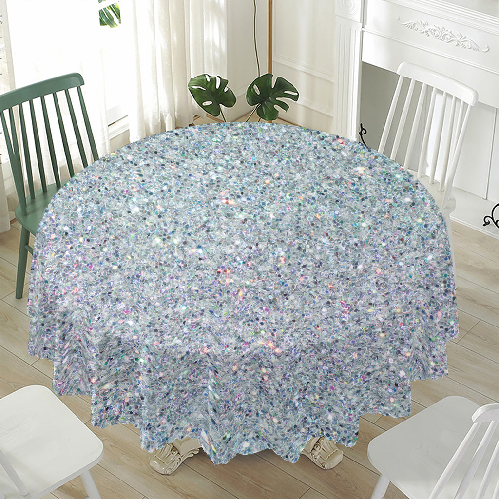 Diamond (NOT Real) Glitter Print Waterproof Round Tablecloth
