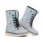 Diamond (NOT Real) Glitter Print Winter Boots