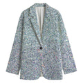 Diamond (NOT Real) Glitter Print Women's Cotton Blazer