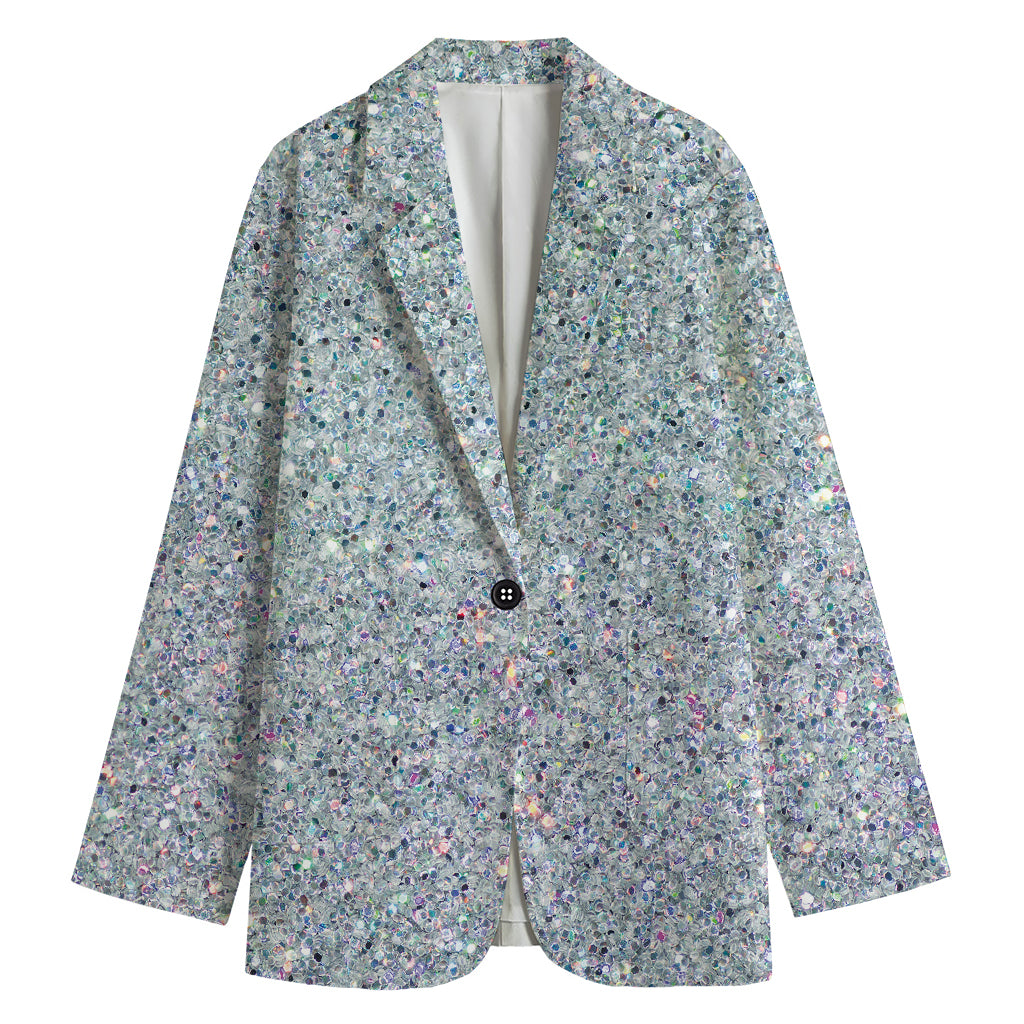Diamond (NOT Real) Glitter Print Women's Cotton Blazer