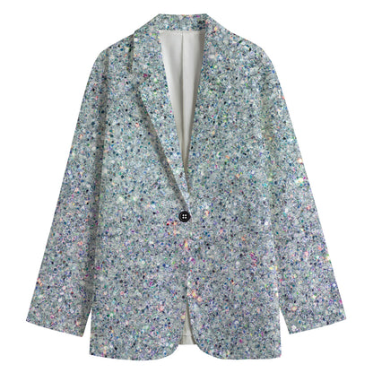 Diamond (NOT Real) Glitter Print Women's Cotton Blazer