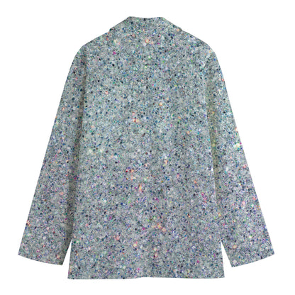 Diamond (NOT Real) Glitter Print Women's Cotton Blazer