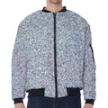 Diamond (NOT Real) Glitter Print Zip Sleeve Bomber Jacket