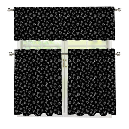 Diamond Pattern Print 3 Piece Kitchen Curtains