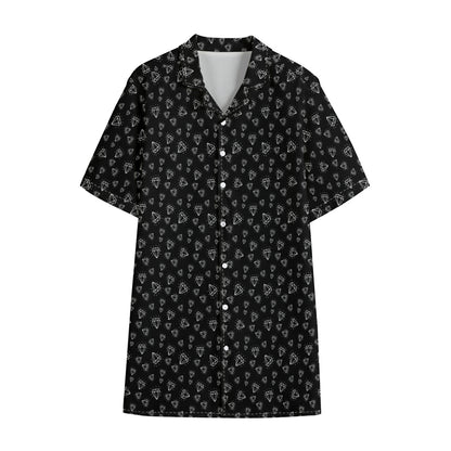 Diamond Pattern Print Cotton Hawaiian Shirt