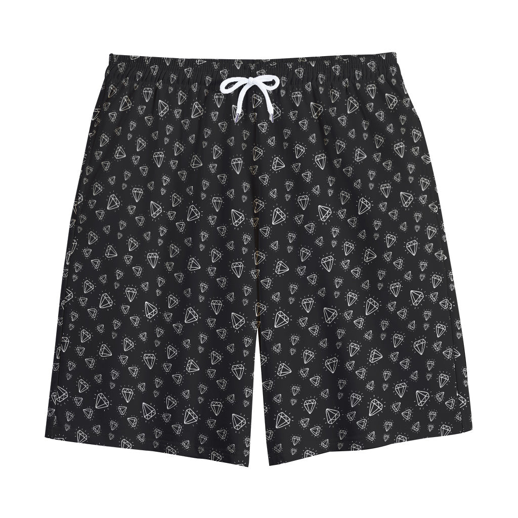 Diamond Pattern Print Cotton Shorts