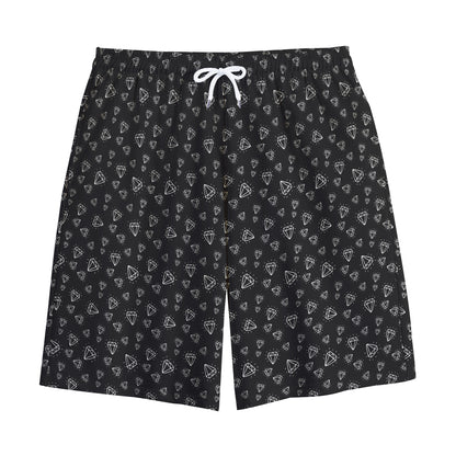 Diamond Pattern Print Cotton Shorts