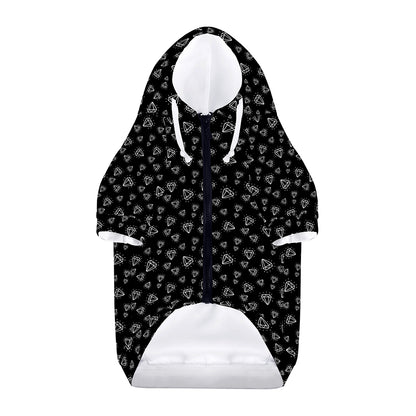 Diamond Pattern Print Dog Zip Up Hoodie