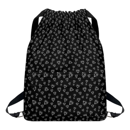 Diamond Pattern Print Drawstring Backpack