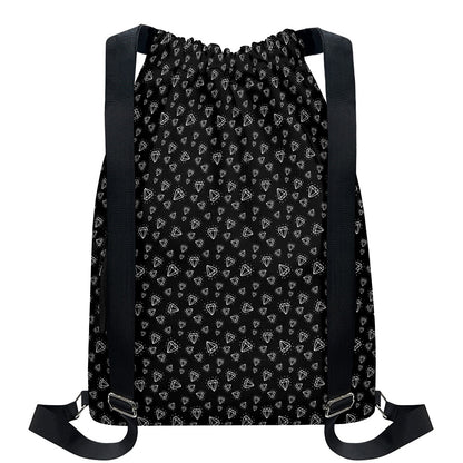 Diamond Pattern Print Drawstring Backpack