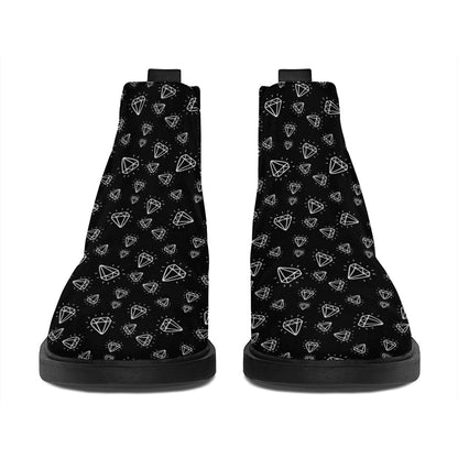 Diamond Pattern Print Flat Ankle Boots
