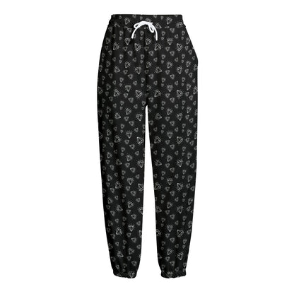 Diamond Pattern Print Fleece Lined Knit Pants