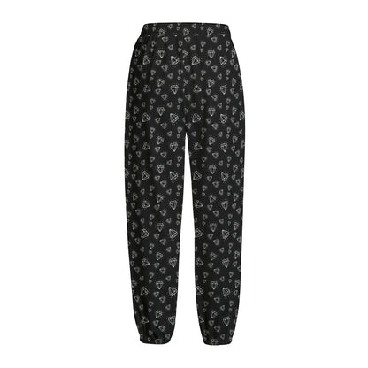 Diamond Pattern Print Fleece Lined Knit Pants