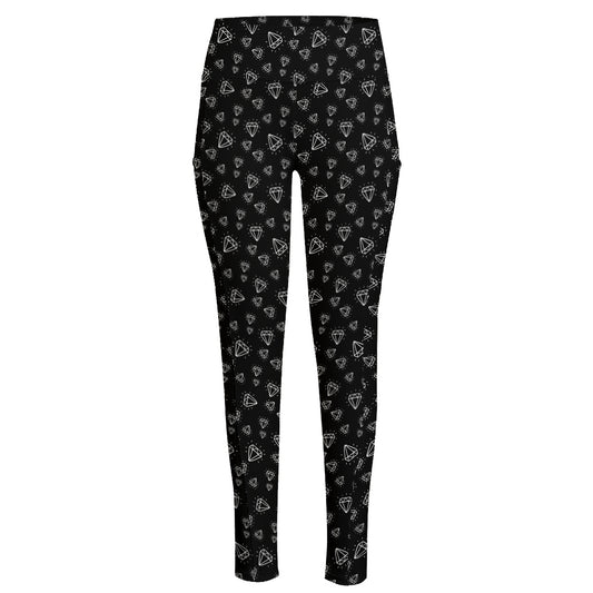 Diamond Pattern Print High-Waisted Pocket Leggings