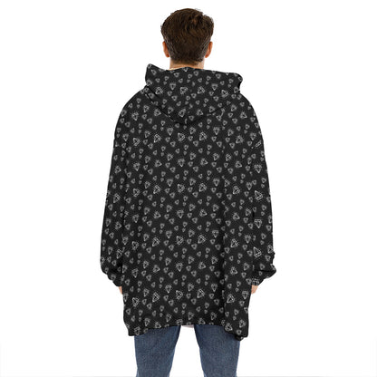 Diamond Pattern Print Hoodie Blanket