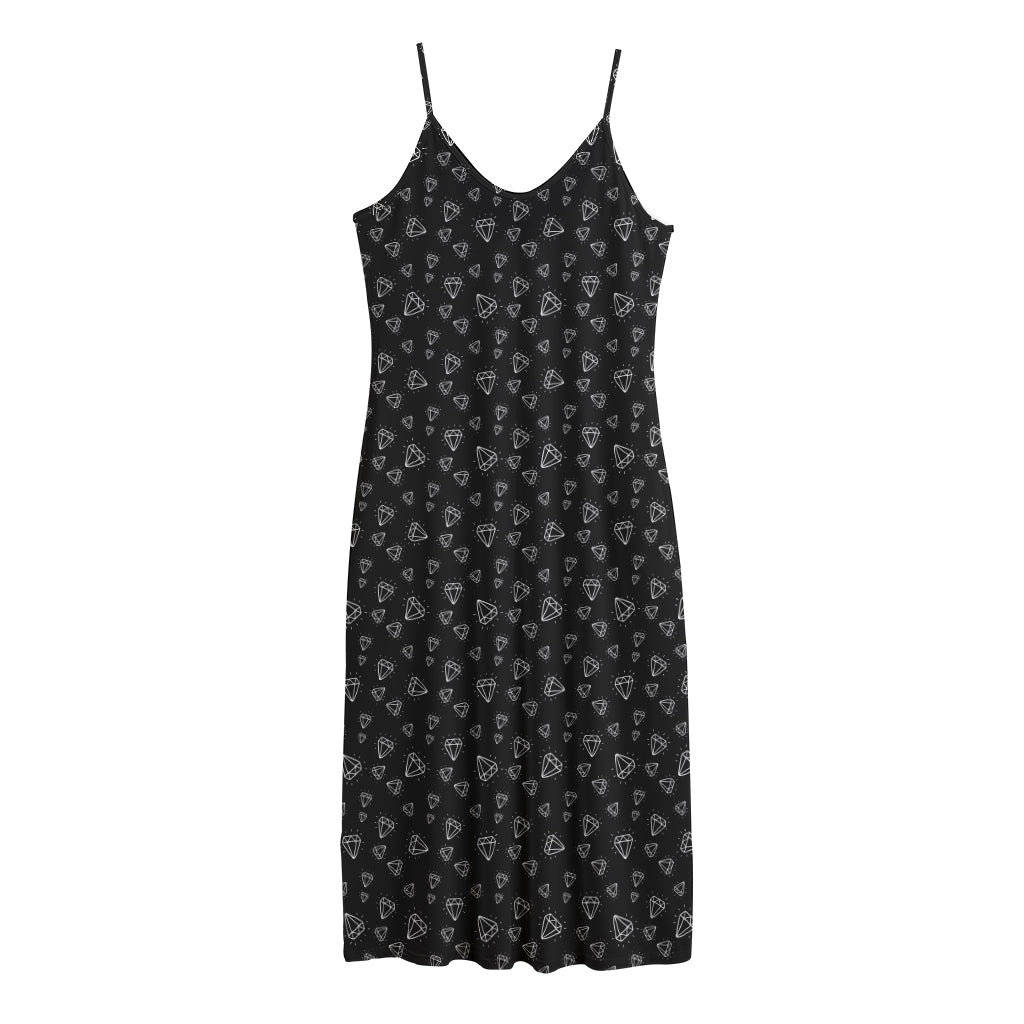 Diamond Pattern Print Jersey Midi Cami Dress