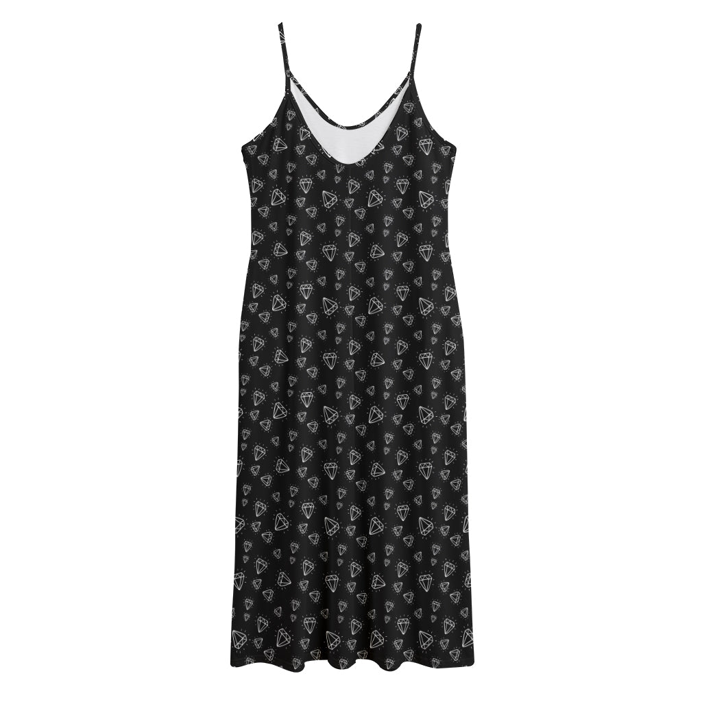 Diamond Pattern Print Jersey Midi Cami Dress