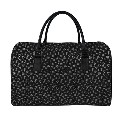 Diamond Pattern Print Leather Duffle Bag