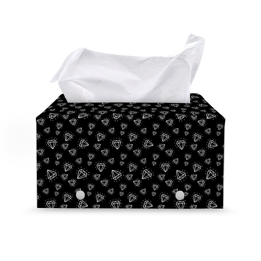 Diamond Pattern Print Leather Tissue Box Cover