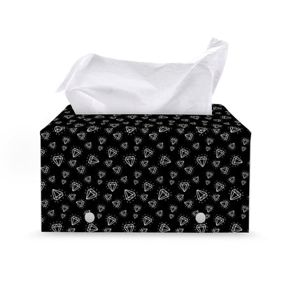 Diamond Pattern Print Leather Tissue Box Cover