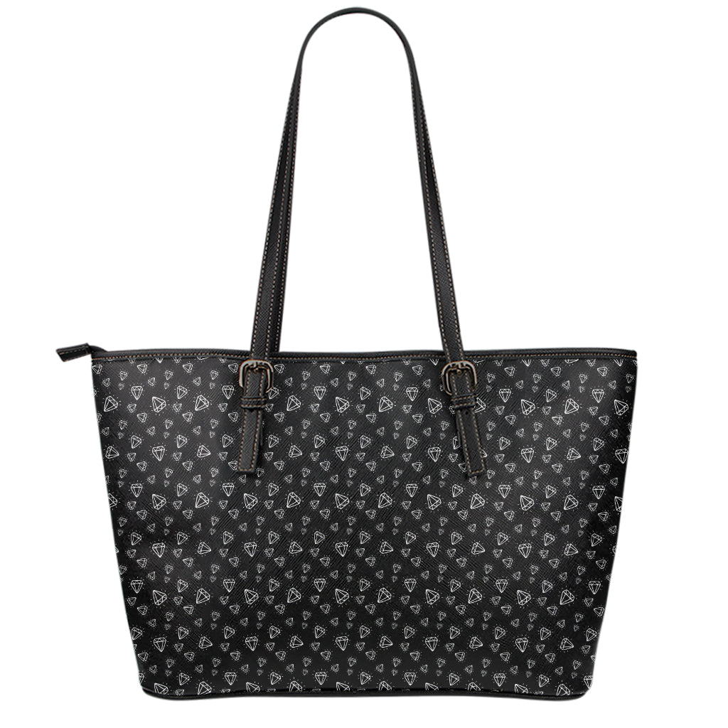 Diamond Pattern Print Leather Tote Bag