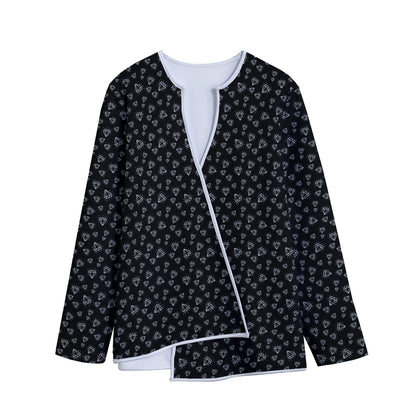 Diamond Pattern Print Long Sleeve Short Coat