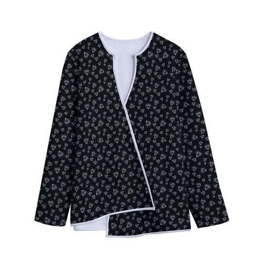 Diamond Pattern Print Long Sleeve Short Coat