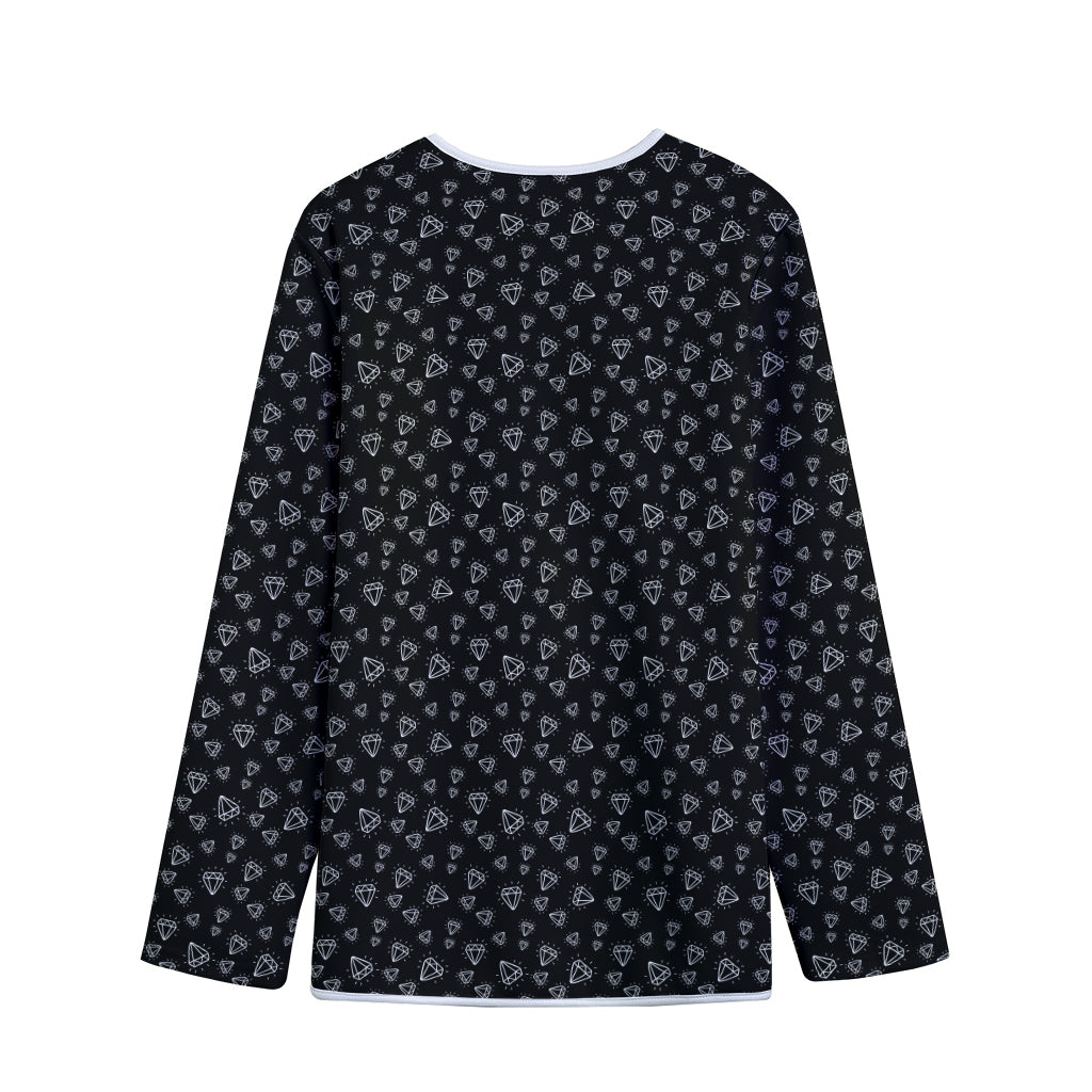 Diamond Pattern Print Long Sleeve Short Coat