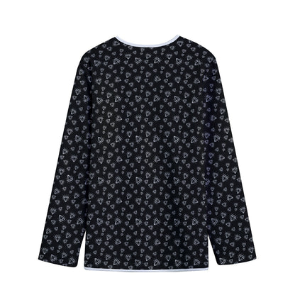 Diamond Pattern Print Long Sleeve Short Coat