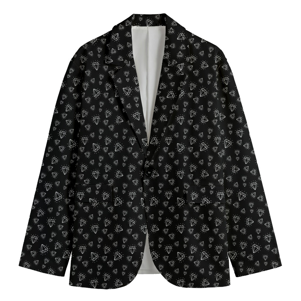 Diamond Pattern Print Men's Cotton Blazer