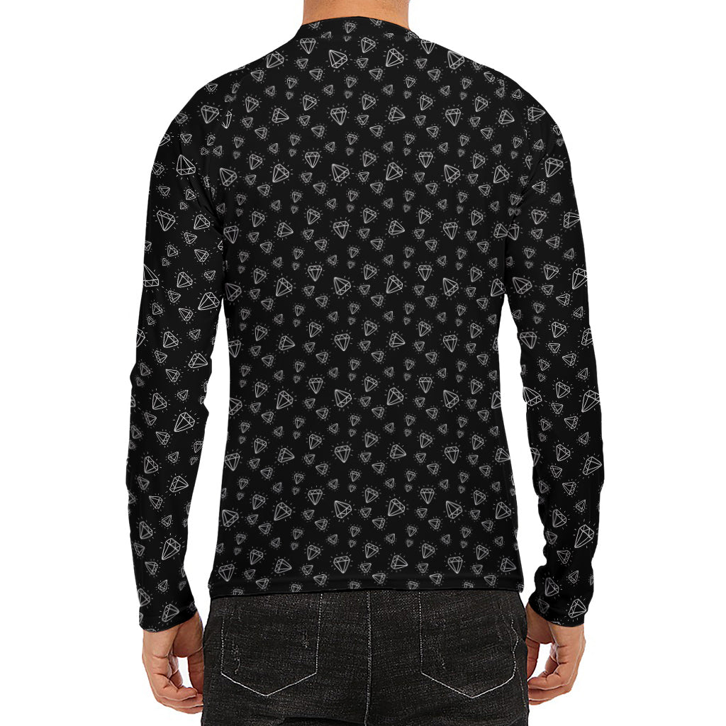 Diamond Pattern Print Men's Long Sleeve Rash Guard
