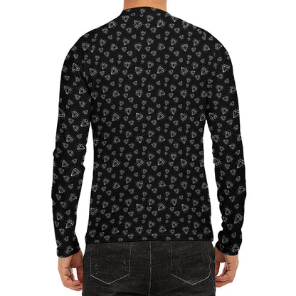 Diamond Pattern Print Men's Long Sleeve Rash Guard