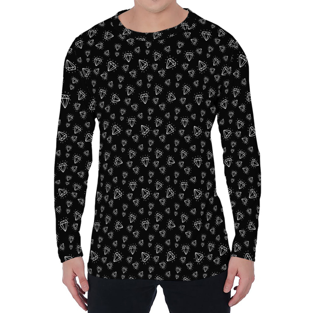Diamond Pattern Print Men's Long Sleeve T-Shirt