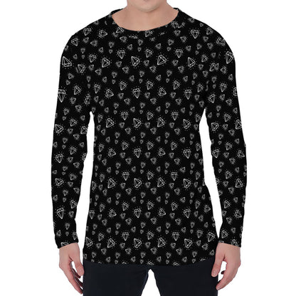 Diamond Pattern Print Men's Long Sleeve T-Shirt