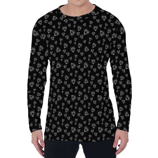 Diamond Pattern Print Men's Long Sleeve T-Shirt