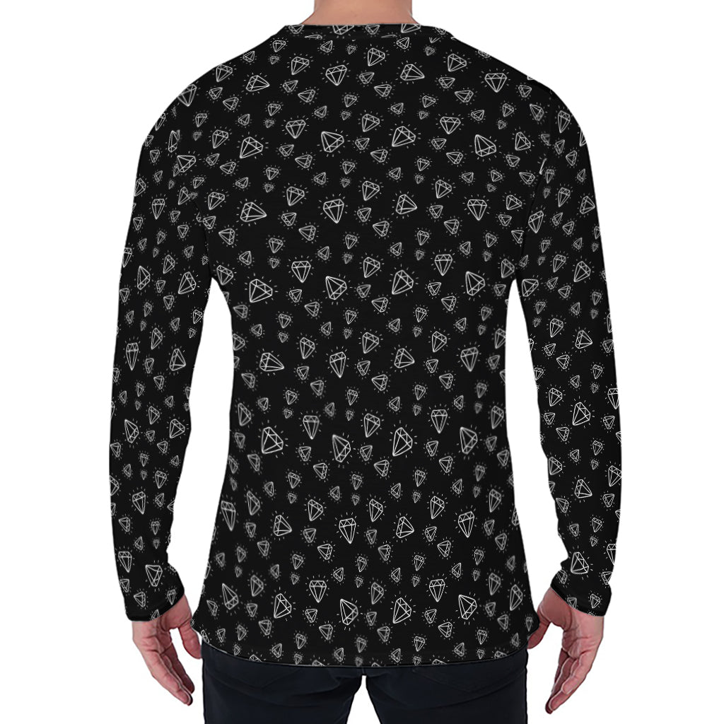 Diamond Pattern Print Men's Long Sleeve T-Shirt
