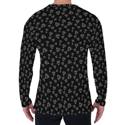 Diamond Pattern Print Men's Long Sleeve T-Shirt