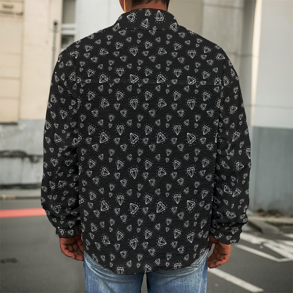 Diamond Pattern Print Men's Shirt Jacket