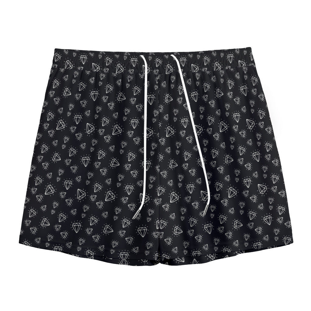 Diamond Pattern Print Mesh Shorts