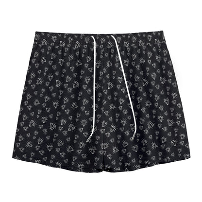 Diamond Pattern Print Mesh Shorts