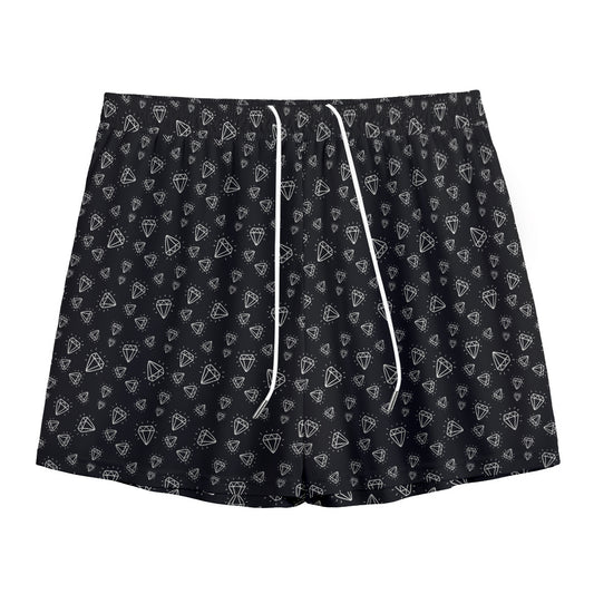 Diamond Pattern Print Mesh Shorts