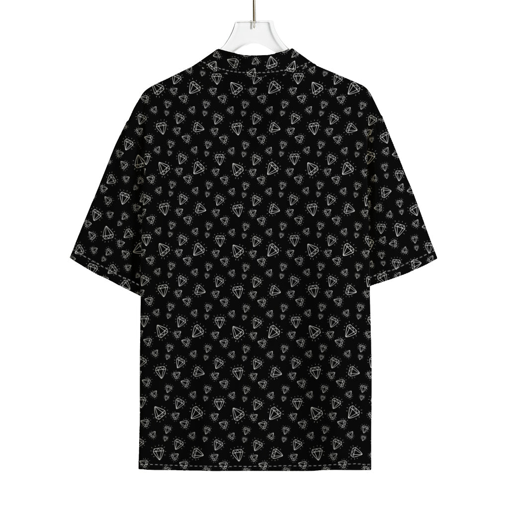 Diamond Pattern Print Rayon Hawaiian Shirt