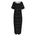 Diamond Pattern Print Short Sleeve Long Nightdress