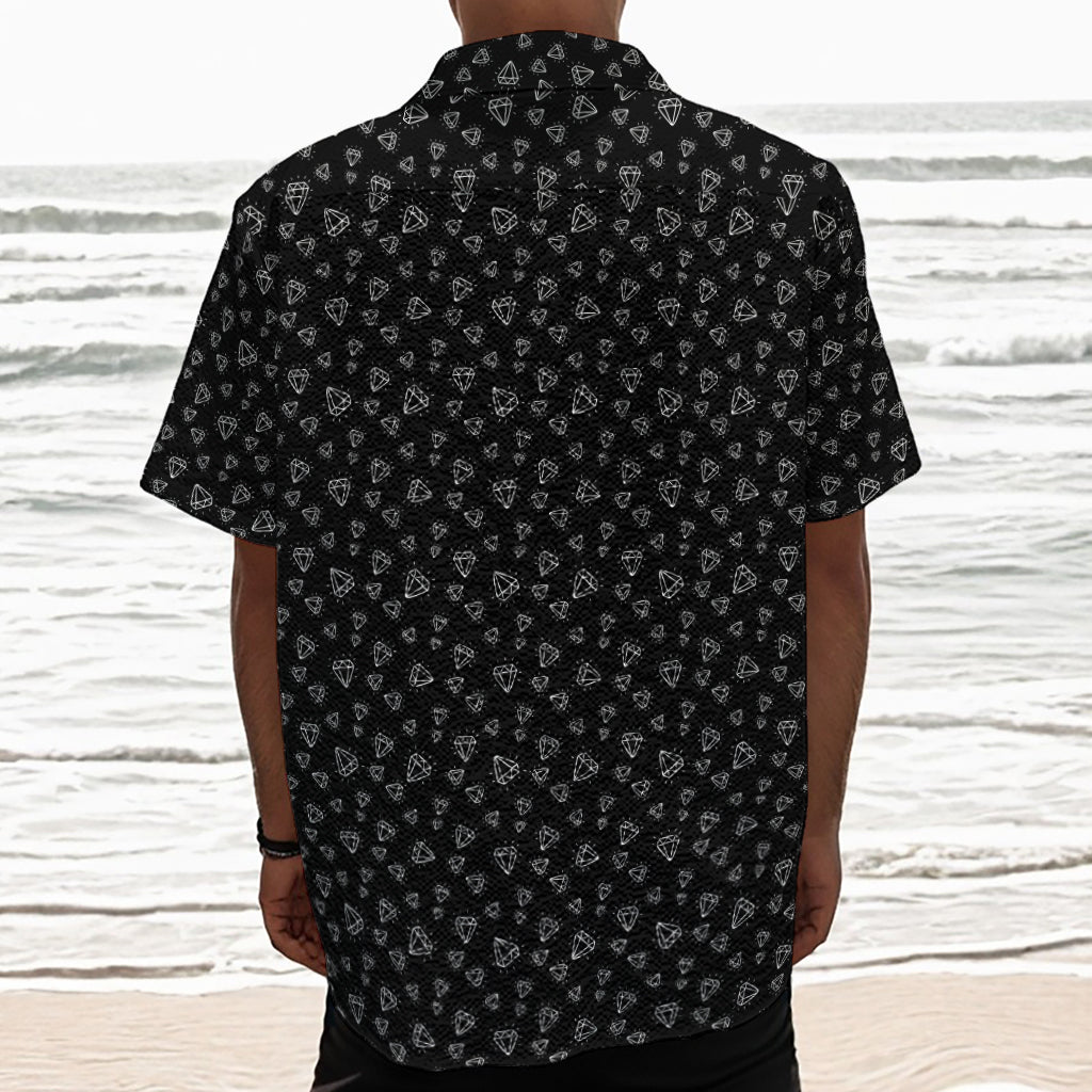 Diamond Pattern Print Textured Short Sleeve Shirt