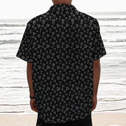 Diamond Pattern Print Textured Short Sleeve Shirt