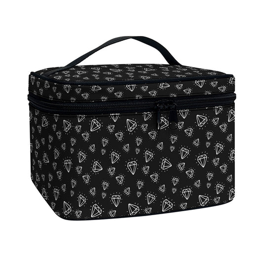 Diamond Pattern Print Travel Makeup Bag