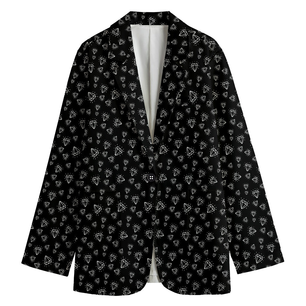 Diamond Pattern Print Women's Cotton Blazer
