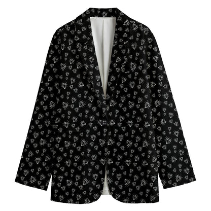 Diamond Pattern Print Women's Cotton Blazer